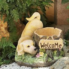 Outdoor Puppy Plant Holder Resin
