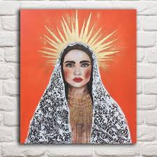 Madonna Wall Art Orange Painting On