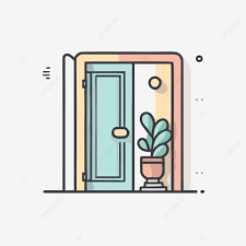 Potted Plant And Door Icon Vector