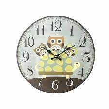 Cute Wall Clock Animated 3 Owls With