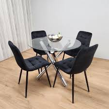 Black Glass Dining Room Table And