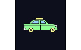 Retro Taxi Car Rgb Color Icon For Dark