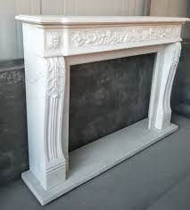 Marble Pure White Carved Fireplace At