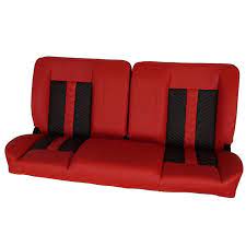 1964 1972 Chevelle Front Bench Seat Red Vinyl Narrow Black Red Inserts Red Stitch No Cup Holders Rm Bb2122x Pui