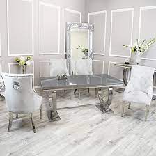 Alto Grey Glass Dining Table With 8