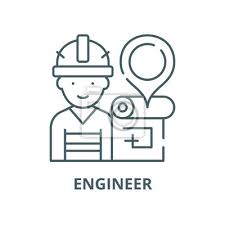 Engineer And House Plan Line Icon