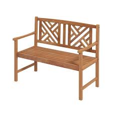 Wood Outdoor Bench With Cozy Armrest