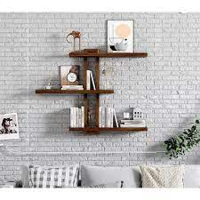 20 67 In W X 4 3 In D Variable Floating Shelves Wood Set Of 4 Rustic Shelves For Wall Decorative Wall Shelf