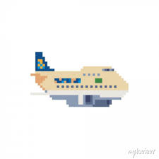 Airplane Icon Pixel Art Style Logo