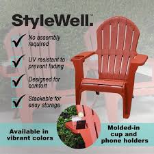 Stylewell Chili Red Plastic Adirondack