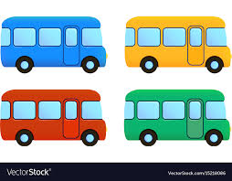 Cartoon Bus Icon Set Color Car Royalty