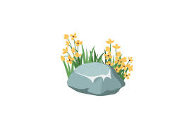 Spring Rocks Yellow Flower Vector Icon