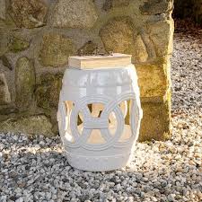 Jonathan Y 16 In White Chinese Ceramic Drum Lucky Coins Garden Stool