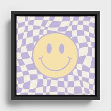 Smiley Wavy Checked Framed Canvas By