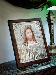 Sacred Heart Icon Silver Wall