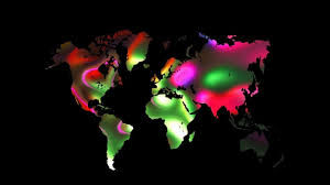 Colourful World Map On Black Background