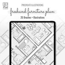 Procreate Freehand Furniture Plan View