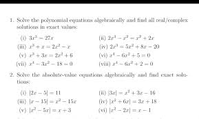 Polynomial Equations Algebraically