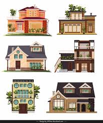 House Architecture Icons Colorful