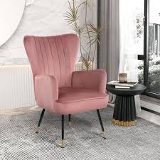 Homy Casa Wing Rose Velvet Upholstered