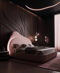 Modern Bedroom Interior With Dark Walls