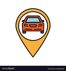 Map Pinpoint With Car Inside Color Icon
