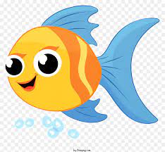 Happy Cartoon Fish Floats On Water