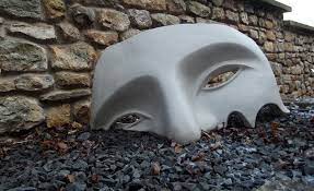 Big Stone Ware Face Yard Statue