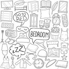Bedroom Doodle Icon Set Home Room