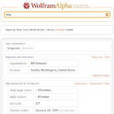 Bing X Wolfram Alpha Google