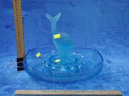 Blue Glass Float Bowl With Fish Shaped