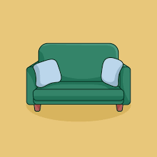 Green Sofa For Rest Doodle Cartoon