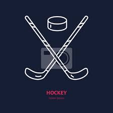 Vector Thin Line Icon Of Hockey Stick