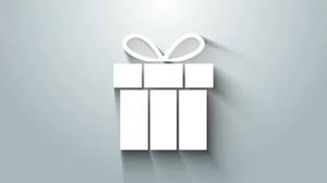 White Gift Box Icon Isolated On Grey