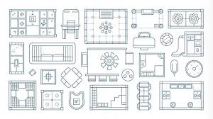 Set Of Linear Icons Interior Top View