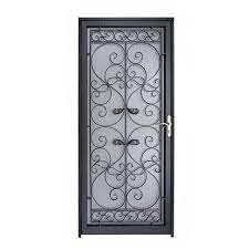 Naples 36 In X 80 In Black Full View Wrought Iron Security Storm Doo