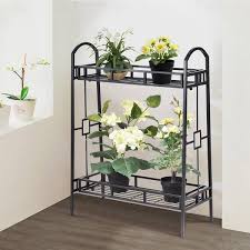 Angeles Home 32 In Tall Indoor Outdoor Black Steel Plant Stand