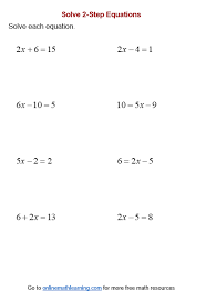 Two Step Equation Worksheets Printable