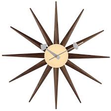 George Nelson Walnut Sunburst Clock