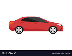Red Sedan Car Icon In Flat Design