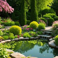 Premium Photo A Pond In A Garden With