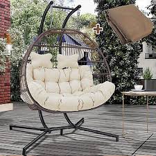 Patio Wicker Double Swing Chair Stand