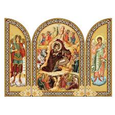 Nativity Icon Triptych With Archangel