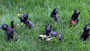 6 Pack Black Cat Garden Statues