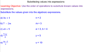Substitution Into Algebraic Expressions