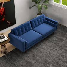 Ashcroft Harriet Mid Century Tufted Back Upholstered Sofa In Blue