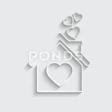 Paper House With Heart Icon Home Love