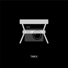 White Table Vector Icon On Black