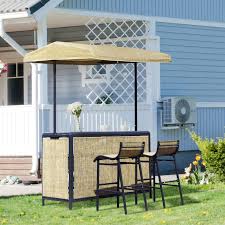 Outsunny 3 Piece Outdoor Bar Table And
