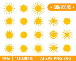 Sun Icon Set Clipart Vector Design